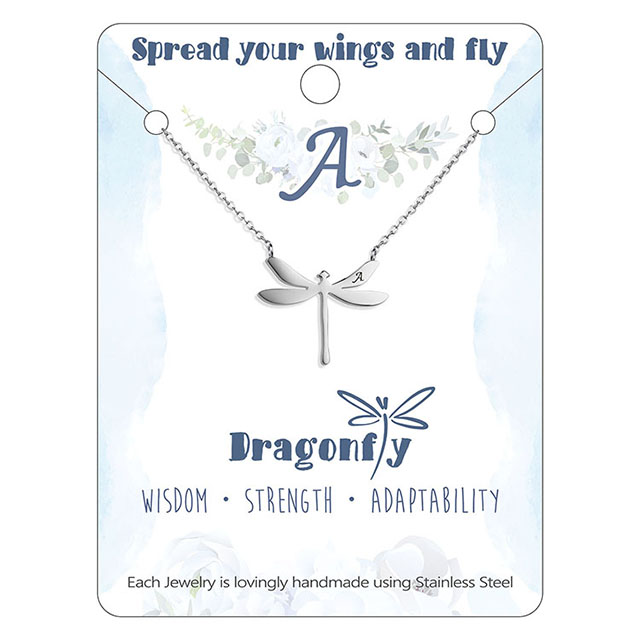 Zierliche Initialen-Libellen-Halskette für Frauen, Edelstahl-Libellen-Anhänger, Buchstaben- und Namensketten, personalisierte Initialen-Halskette, Libellen-Schmuck, Geschenke für Frauen und Mädchen