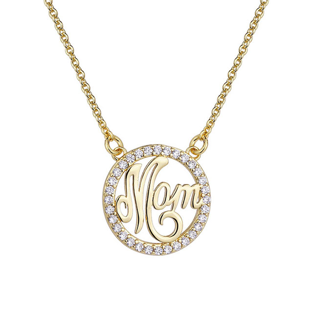 Mutter-Halskette für Frauen, Silber vergoldet, Zirkonia, Kreis-Anhänger-Halskette, Schmuck, Geschenke für Mutter, Ehefrau, Oma, Geburtstag, Muttertag, Muttergeschenke von Tochter, Sohn, Kindern