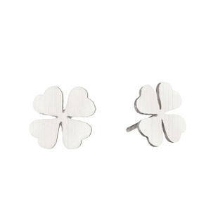 Vierblättriges Kleeblatt-Ohrring, Glücksanhänger, Charm-Ohrring, Glaube, Hoffnung, Liebe, Glücksohrring für Frauen und Mädchen, personalisiertes Schmuckgeschenk 