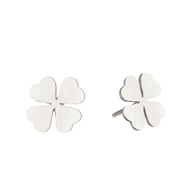 Vierblättriges Kleeblatt-Ohrring, Glücksanhänger, Charm-Ohrring, Glaube, Hoffnung, Liebe, Glücksohrring für Frauen und Mädchen, personalisiertes Schmuckgeschenk 