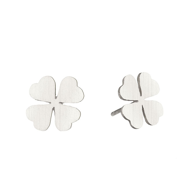 Vierblättriges Kleeblatt-Ohrring, Glücksanhänger, Charm-Ohrring, Glaube, Hoffnung, Liebe, Glücksohrring für Frauen und Mädchen, personalisiertes Schmuckgeschenk 