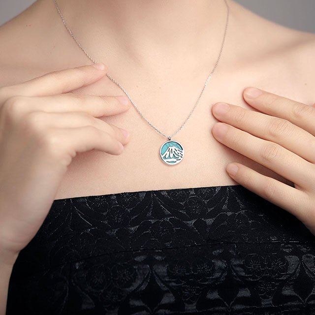 Edelstein-Berg-Halskette für Frauen, Türkis-Obsidian-Kreis-Anhänger-Halskette, Edelstahl-Bergketten-Halsketten für Frauen und Mädchen, Naturschmuck, Geschenk