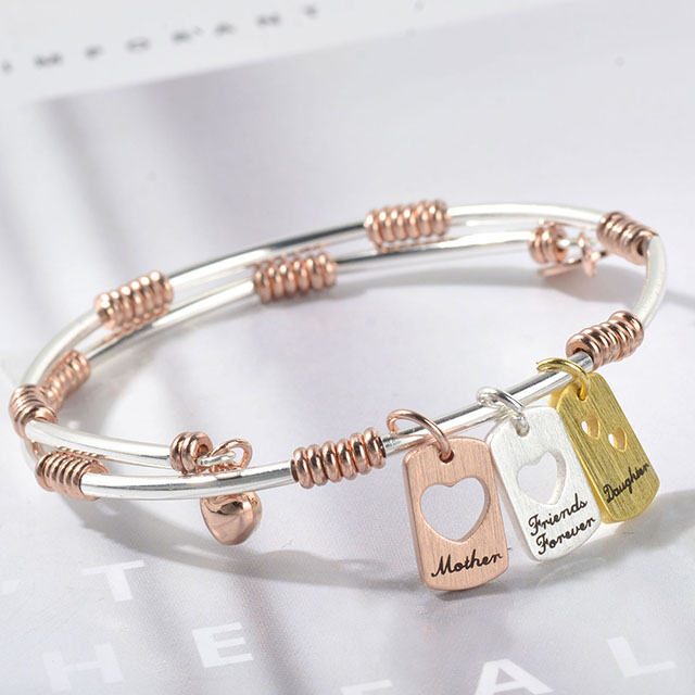 Mutter-Tochter-Armbänder, vergoldet, versilbert, Mutter-Tochter-Freunde-für-immer-Armreif mit Herzausschnitt-Charms für Frauen, Muttertag, Geburtstag, Mutter- und Tochter-Schmuckgeschenke