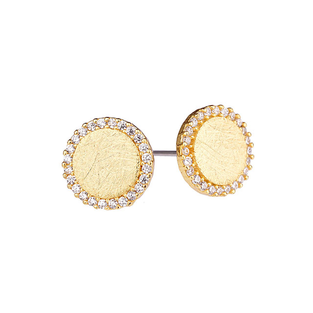 Herz-Ohrstecker für Damen, vergoldet, versilbert, hypoallergen, zierliche Zirkonia-Ohrstecker, geometrische Herz-Kreis-Dreieck-Ohrstecker