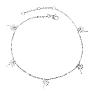 Palmen-Fußkettchen für Damen, versilbert, vergoldet, Strand-Knöchelarmbänder, Palmen-Charm-Fußkettchen, verstellbarer Boho-Sommer-Fußschmuck 