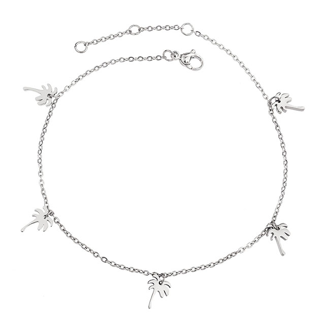 Palmen-Fußkettchen für Damen, versilbert, vergoldet, Strand-Knöchelarmbänder, Palmen-Charm-Fußkettchen, verstellbarer Boho-Sommer-Fußschmuck 