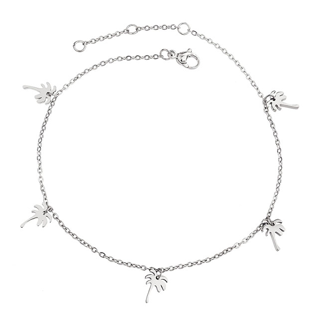 Palmen-Fußkettchen für Damen, versilbert, vergoldet, Strand-Knöchelarmbänder, Palmen-Charm-Fußkettchen, verstellbarer Boho-Sommer-Fußschmuck 