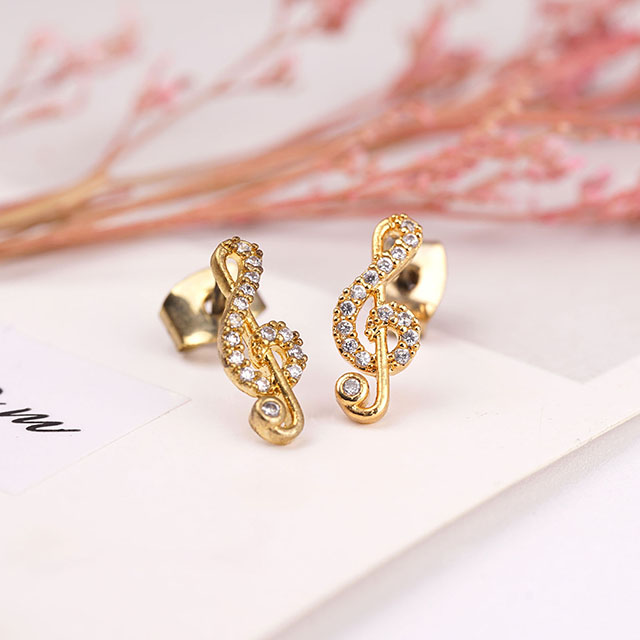 Ohrring mit Musiknoten-Anhänger, Zirkonia, Schmuck, Geschenke für Musikliebhaber 