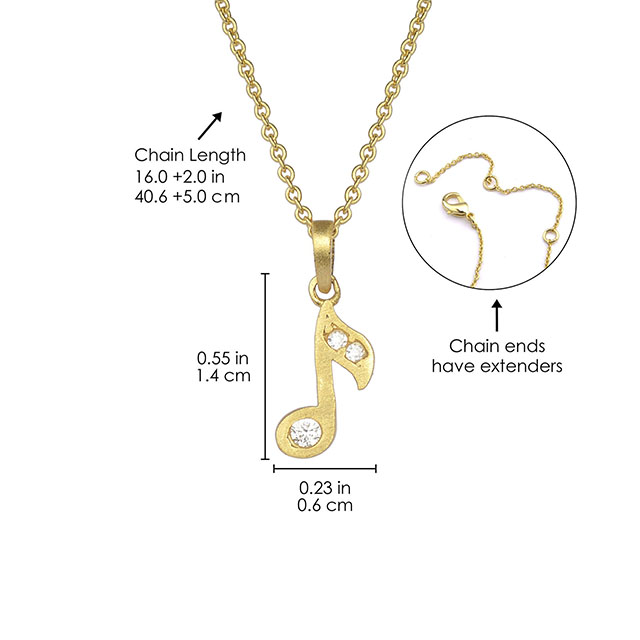 Halskette mit Musiknoten-Anhänger, Zirkonia, Musiknoten-Schmuck, Geschenke für Musikliebhaber, Frauen und Mädchen