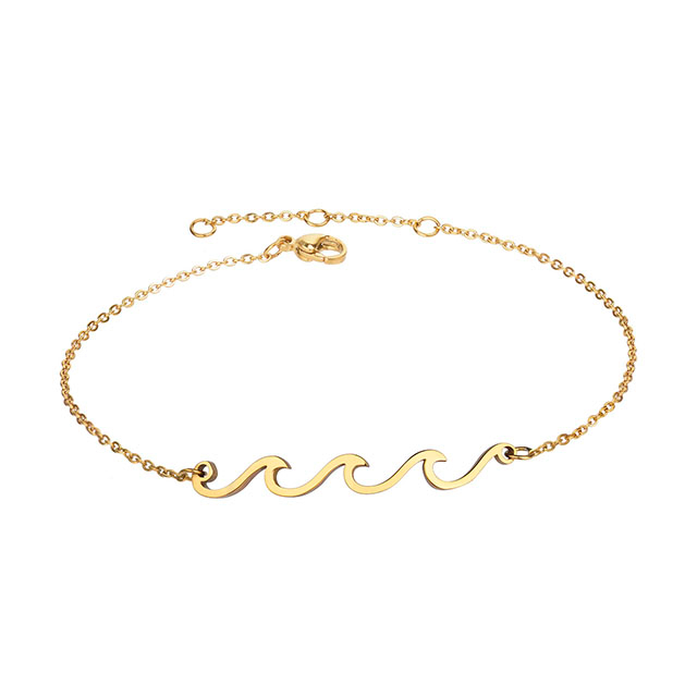 Wellen-Fußkettchen, Gold versilbert, Meereswellen-Fußkettchen, zierliches Strand-Fußkettchen für Frauen, Teenager, Mädchen, Surfer-Schmuck, Geschenke, Boho-Sommer-Fußkettchen