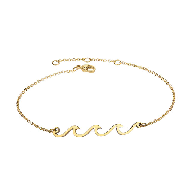 Wellen-Fußkettchen, Gold versilbert, Meereswellen-Fußkettchen, zierliches Strand-Fußkettchen für Frauen, Teenager, Mädchen, Surfer-Schmuck, Geschenke, Boho-Sommer-Fußkettchen