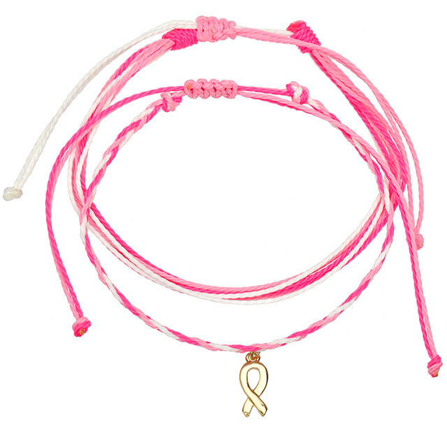 Rosafarbenes Schleifenband-Armband zur Aufklärung über Brustkrebs. Geschenke für Frauenliebe