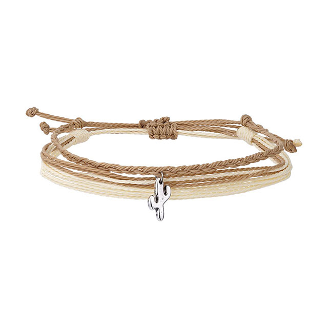 Niedliche Kaktus-Charm-Schnur-Armbänder, verstellbare bunte geflochtene handgefertigte Strandarmbänder