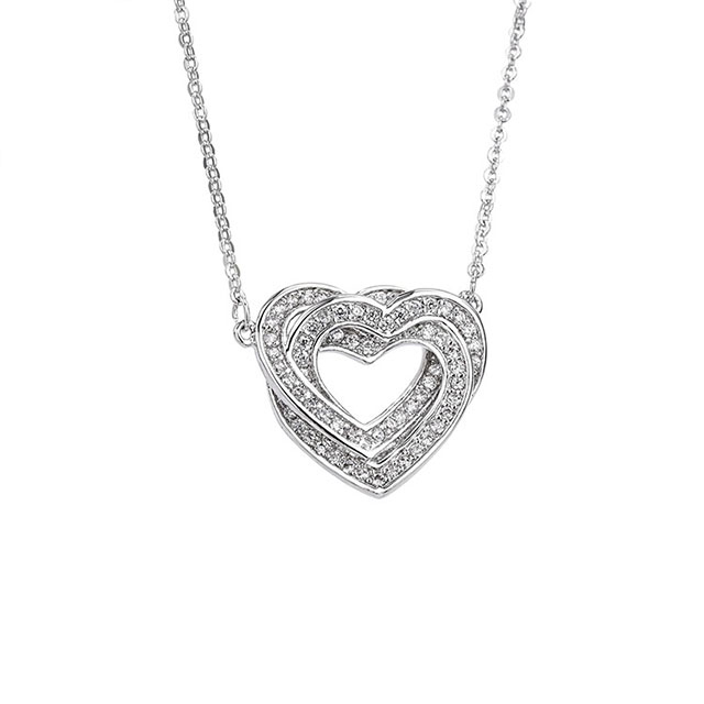 Großhandel zierliche Kristallschmuck-Zirkon-Mehrschicht-Herz-Halskette