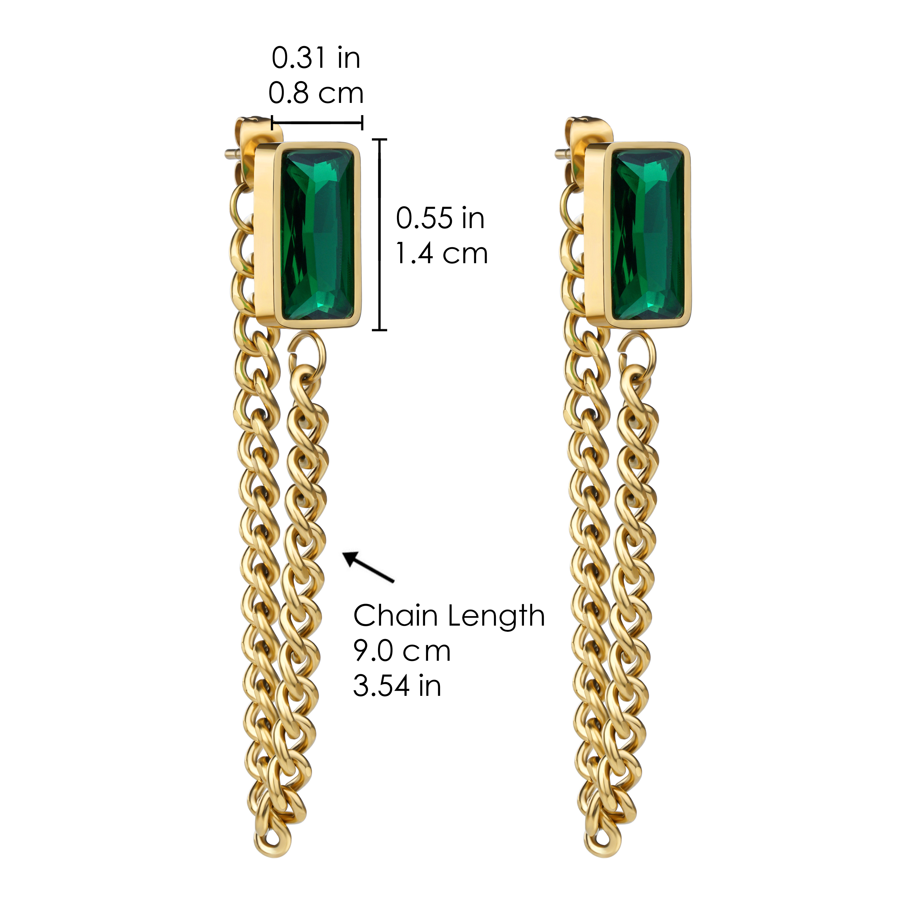Retro-Edelstahlschmuck, 18 Karat vergoldete Gliederkette, Jade-Ohrring-Fabriklieferant 