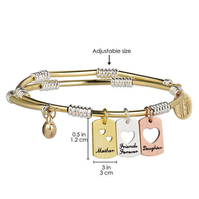 Messingschmuck-Armbänder für Mutter und Tochter mit mehreren Herzanhängern 