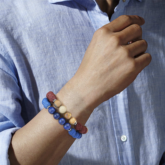 Armbänder mit Aromatherapie und ätherischen Ölen, Lavasteinbild, Jaspis