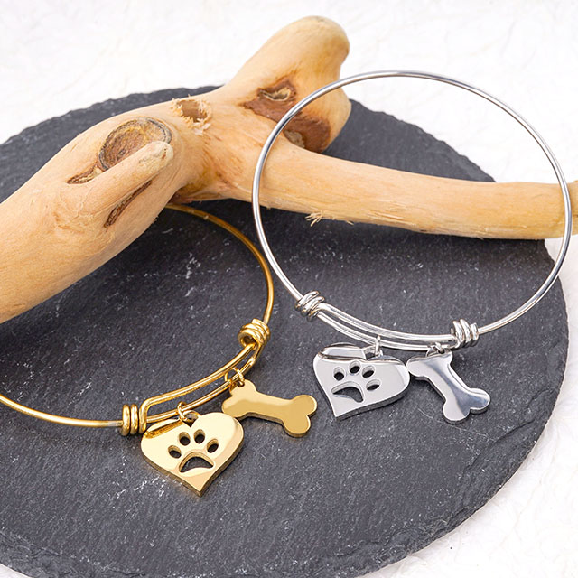 Pfotenabdruck-Schmuck, vergoldetes, erweiterbares Armband, Geschenke für Hundeliebhaber