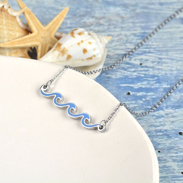 Wellen-Halskette, vergoldet, versilbert, Meereswellen-Halskette, zierliche Strand-Halsketten für Frauen, Teenager, Mädchen, Surfer-Schmuck, Geschenke, Boho-Sommer-Halskette