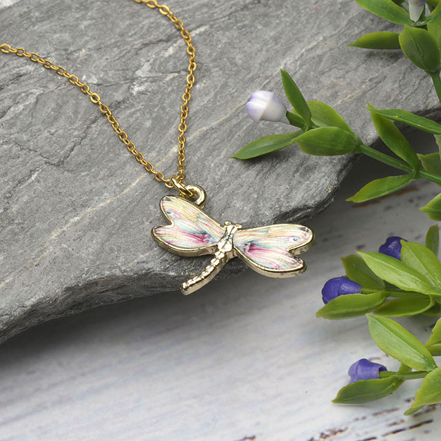 Bunte Libellen-Halskette, handbemalte Libellen-Halsketten für Frauen, zierliche süße Libellen-Charm-Schmuck-Anhänger-Halskette 