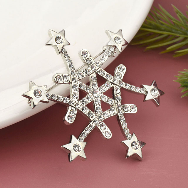 Weihnachts-Schneeflocken-Brosche für Damen und Mädchen, Strass-Kristall-Schneeflocken-Brosche, Glitzer, modische Weihnachtsbroschen und Anstecknadeln, Weihnachtsschmuck, Winterurlaubsgeschenke