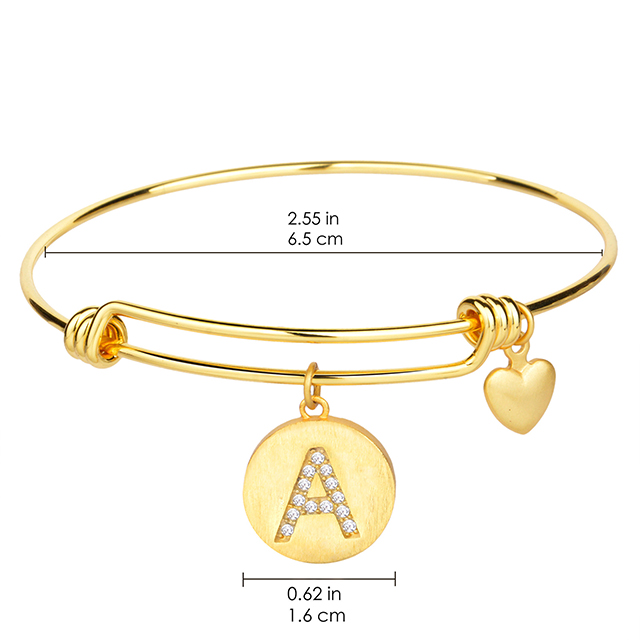 Zierliches Armband mit Initialen aus kubischem Zirkonium, runde Scheibe, Alphabet-Buchstaben-Armband „AZ“.