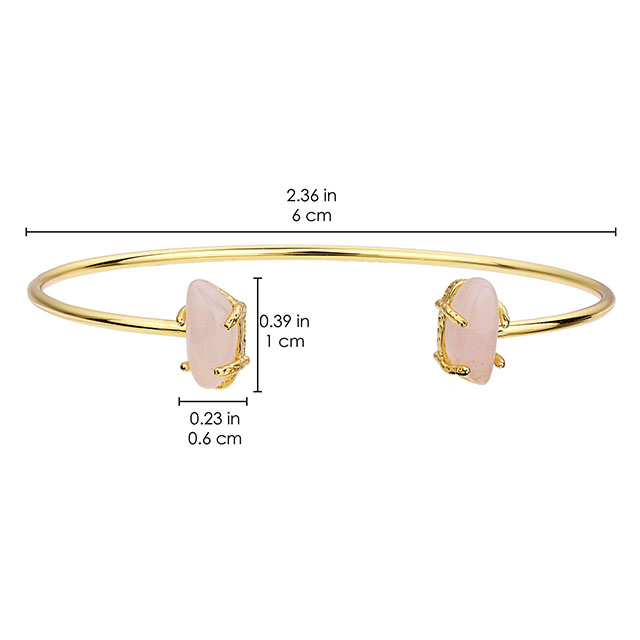 Offenes Manschettenarmband, Edelstein-Charm, Katzenauge-Stein, Rosenquarz-Armband, verstellbarer, stapelbarer Armreif