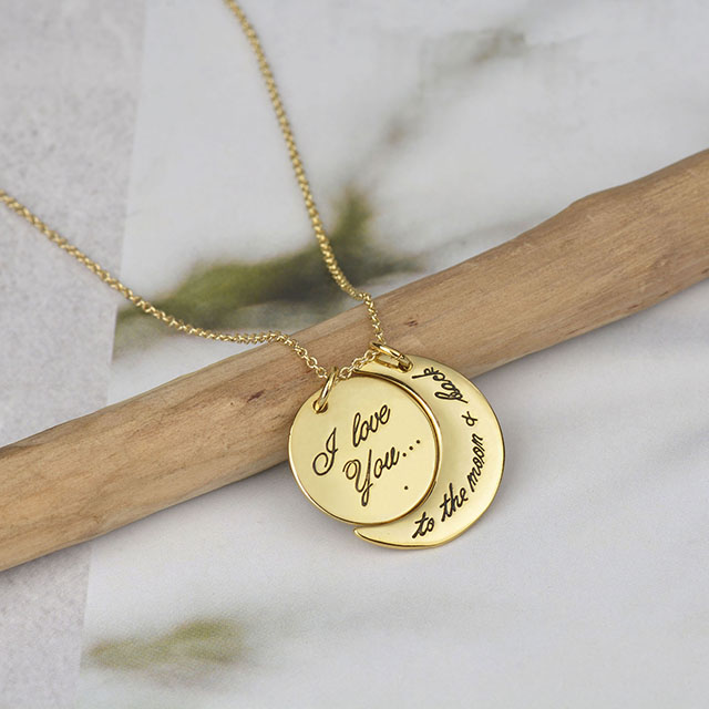 „I Love You to The Moon and Back“-Halskette, Silber vergoldet, Mond-Anhänger-Halskette, Schmuck, Geschenke für Frauen, Mutter, Ehefrau, Freundin