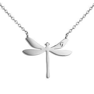 Zierliche Initialen-Libellen-Halskette für Frauen, Edelstahl-Libellen-Anhänger, Buchstaben- und Namensketten, personalisierte Initialen-Halskette, Libellen-Schmuck, Geschenke für Frauen und Mädchen