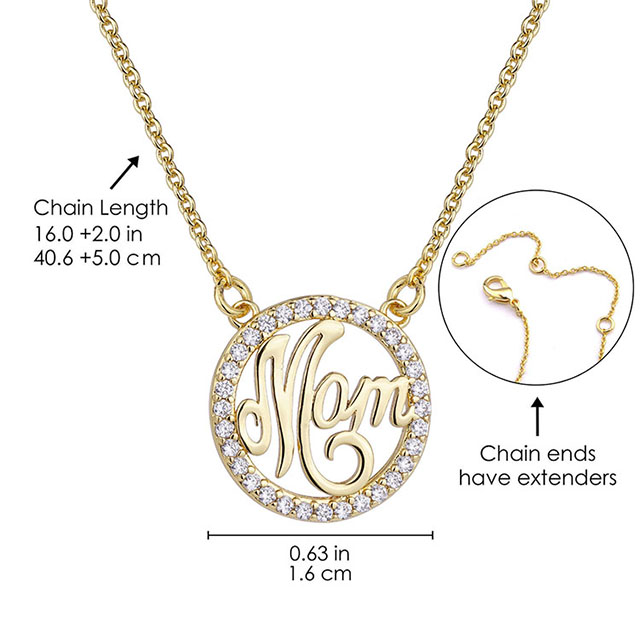 Mutter-Halskette für Frauen, Silber vergoldet, Zirkonia, Kreis-Anhänger-Halskette, Schmuck, Geschenke für Mutter, Ehefrau, Oma, Geburtstag, Muttertag, Muttergeschenke von Tochter, Sohn, Kindern