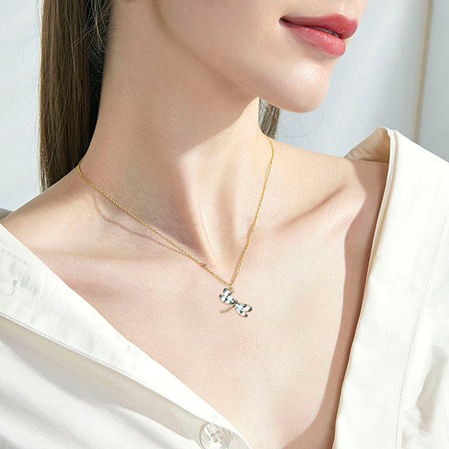 Bunte Libellen-Halskette, handbemalte Libellen-Halsketten für Frauen, zierliche süße Libellen-Charm-Schmuck-Anhänger-Halskette 