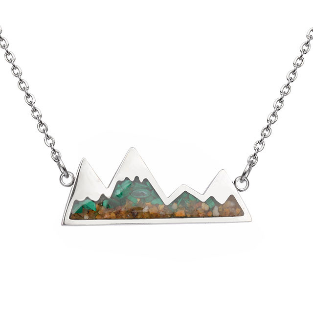 Edelstein-Berg-Halskette für Damen, Türkis-Sodalith-Trommelstein-Anhänger-Halskette, zierliche verschneite Berg-Halskette für Damen, Mädchen, Herren, Naturschmuck, Geschenk