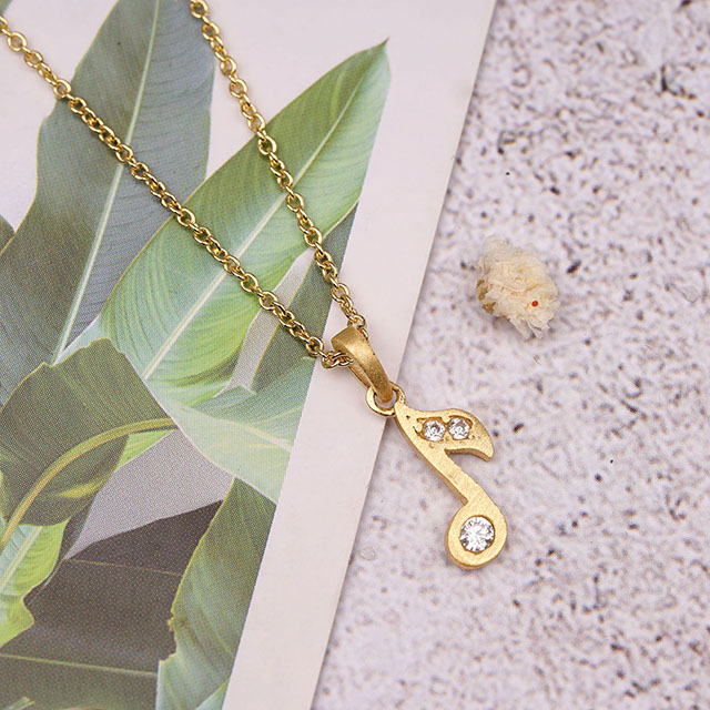 Halskette mit Musiknoten-Anhänger, Zirkonia, Musiknoten-Schmuck, Geschenke für Musikliebhaber, Frauen und Mädchen