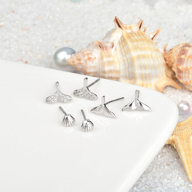 3 Paar Strand-Ohrstecker für Damen, Ohrstecker aus 925er Sterlingsilber
