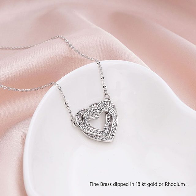 Großhandel zierliche Kristallschmuck-Zirkon-Mehrschicht-Herz-Halskette