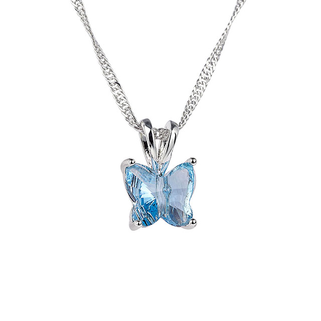 Geburtsstein-Schmetterling-12-Monats-Horoskop mit Anhänger-Charm-Halskette für Frauen (Perle)