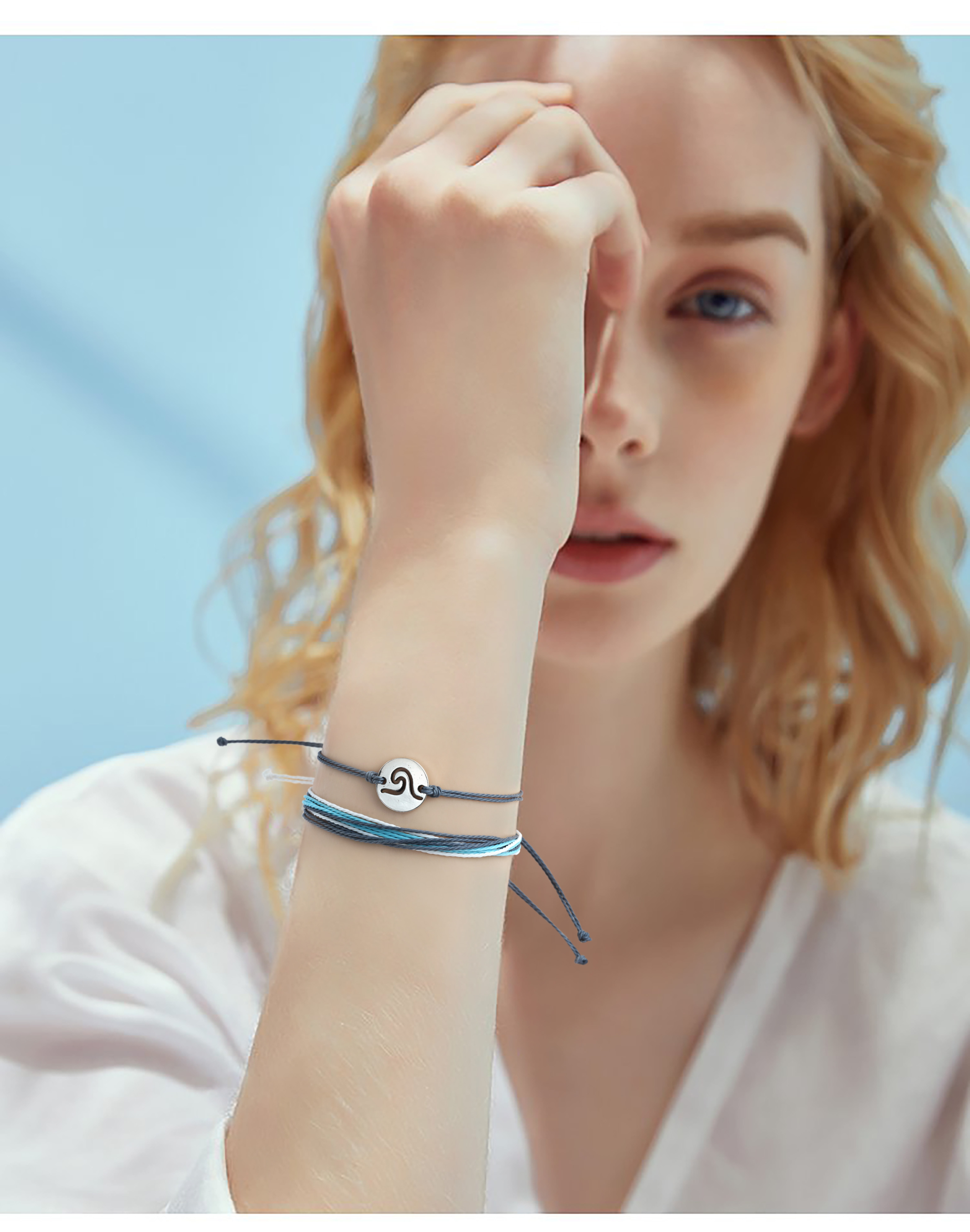 Doppellagige, verstellbare Sommerarmbänder mit Meereswellen-Charm 