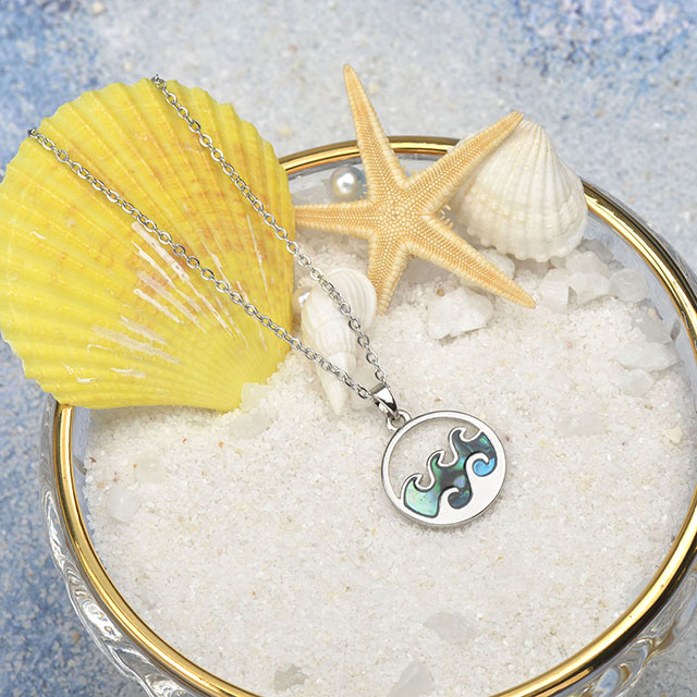 Strand-Halskette für Frauen, Ozeanwelle, Hoop-Tropfen-Halskette, baumelnde Boho-Mode-Sommer-Halskette, hawaiianischer Schmuck, Geschenk 