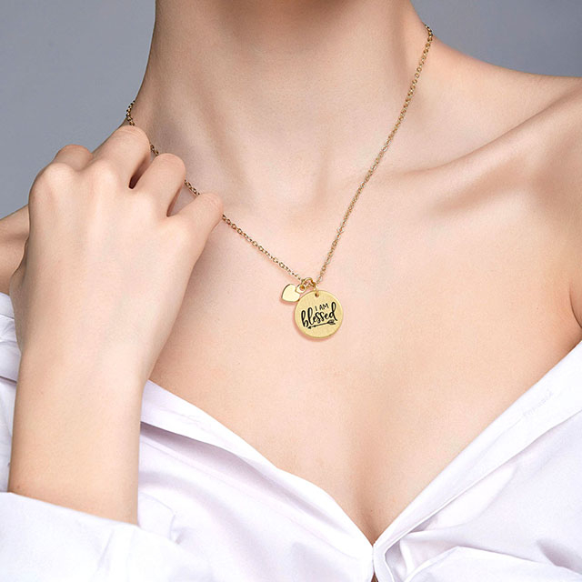 Personalisierte Halsketten mit Zitaten, gravierte Halskette mit Herz-Anhänger, Ermutigung, Schmuck, Geschenk 