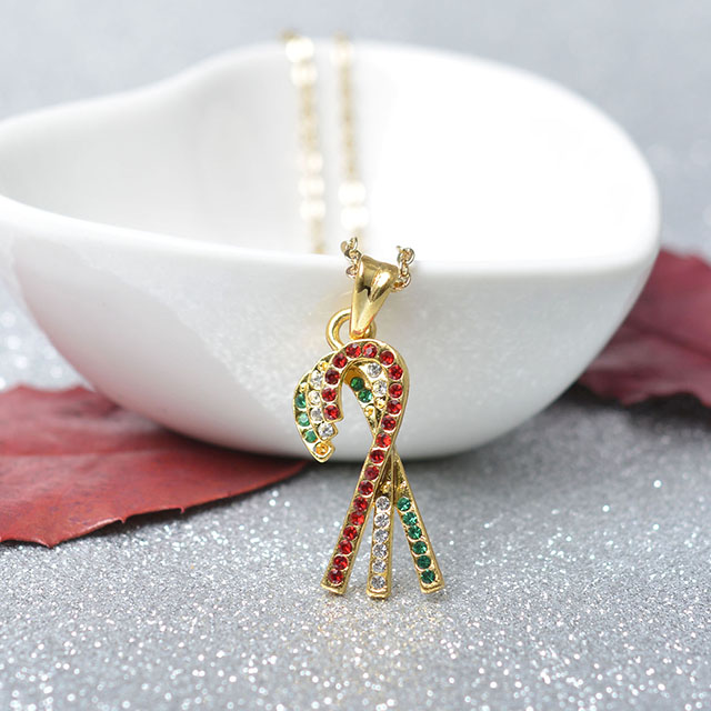Weihnachts-Kristall-Strass-Emaille-Halskette 