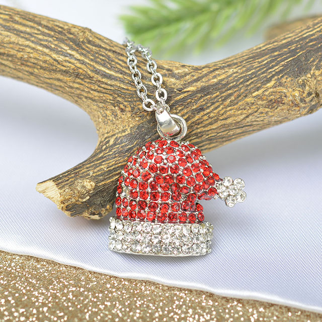 Großhandelskristallrhinestone-nette kleine Weihnachtsmann-Weihnachtsbaum-Engel-Halskette 