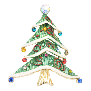 Weihnachtsbaum-Brosche für Damen und Mädchen, Kristall-Strass-Emaille-Perlenbroschen und Anstecknadeln, Vintage-Weihnachtsbrosche