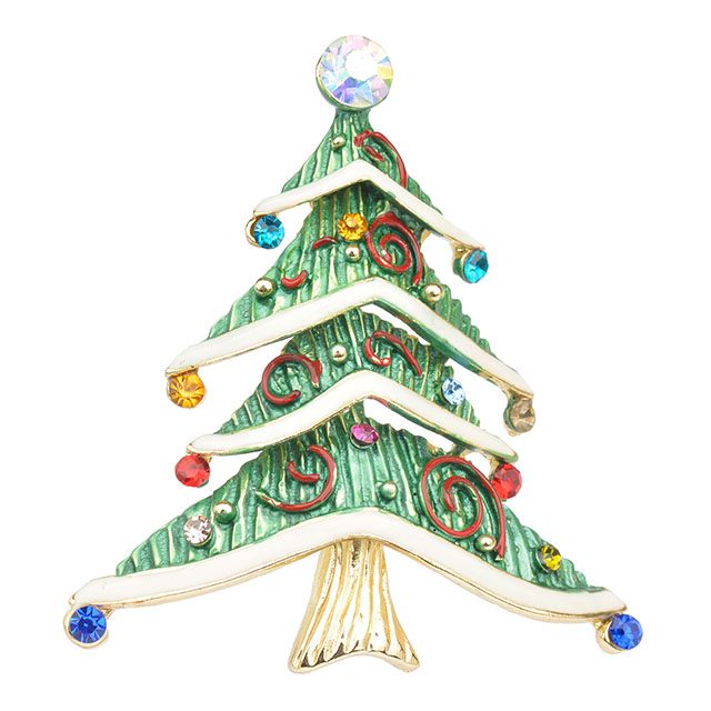 Weihnachtsbaum-Brosche für Damen und Mädchen, Kristall-Strass-Emaille-Perlenbroschen und Anstecknadeln, Vintage-Weihnachtsbrosche