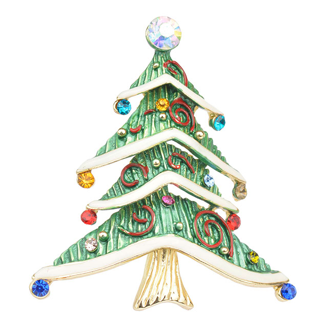 Weihnachtsbaum-Brosche für Damen und Mädchen, Kristall-Strass-Emaille-Perlenbroschen und Anstecknadeln, Vintage-Weihnachtsbrosche