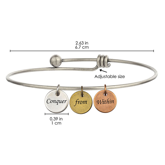 Inspirierendes, individuelles Charm-Armband für Frauen, gravierter, erweiterbarer echter Antik-Silber-Armreif mit Scheiben-Charm-Armbändern, motivierende, personalisierte Geschenke für Sie 