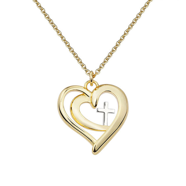 Kreuz-Halsketten für Damen, versilbert, vergoldet, zierliche kleine Herz-Kreuz-Halsketten-Anhänger, Glaube-Halskette, Gebetsanhänger, christlicher religiöser Geburtstag, Weihnachtsschmuck für Frauen und Mädchen