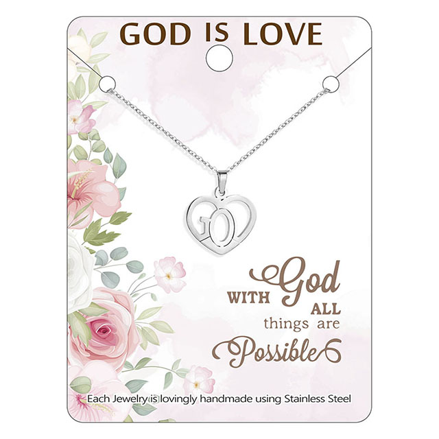 Zierliche Herz-Halskette für Frauen, Silber vergoldet, Gott ist Liebe, Herz-Anhänger-Halskette, Gebet, religiöser Schmuck, christliche Halskette für Frauen, Mädchen, Geburtstag, Valentinstag, Geschenke