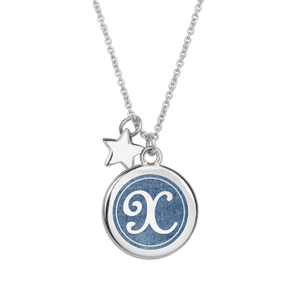 26 Alphabet-Buchstaben, runder Charm, Silber, AZ-Alphabet-Buchstaben-Anhänger-Halskette