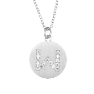Initialen-Halskette für Frauen, versilbert, zierliche Zirkonia-Initialen-Halsketten, runde Scheibe, AZ, Alphabet-Buchstaben-Halsketten-Anhänger für Frauen und Mädchen, Schmuck, Geburtstagsgeschenk