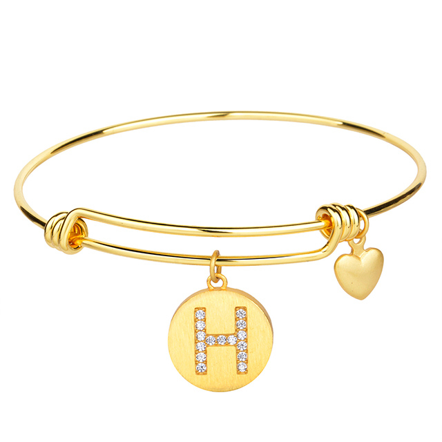 Zierliches Armband mit Initialen aus kubischem Zirkonium, runde Scheibe, Alphabet-Buchstaben-Armband „AZ“.
